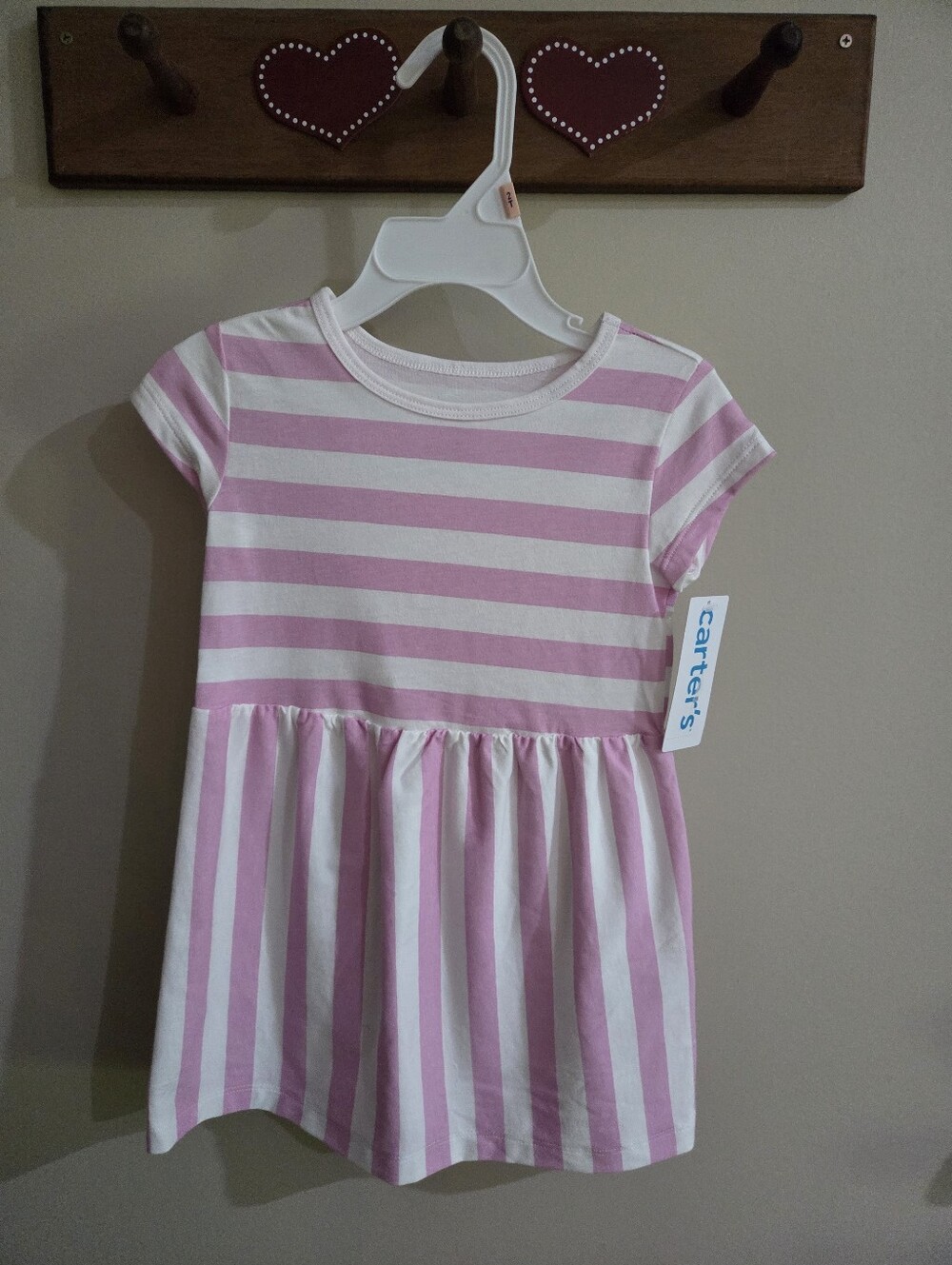 Carter's Pink and White Striped Short-Sleeve Girls Dress Size 2T NEW